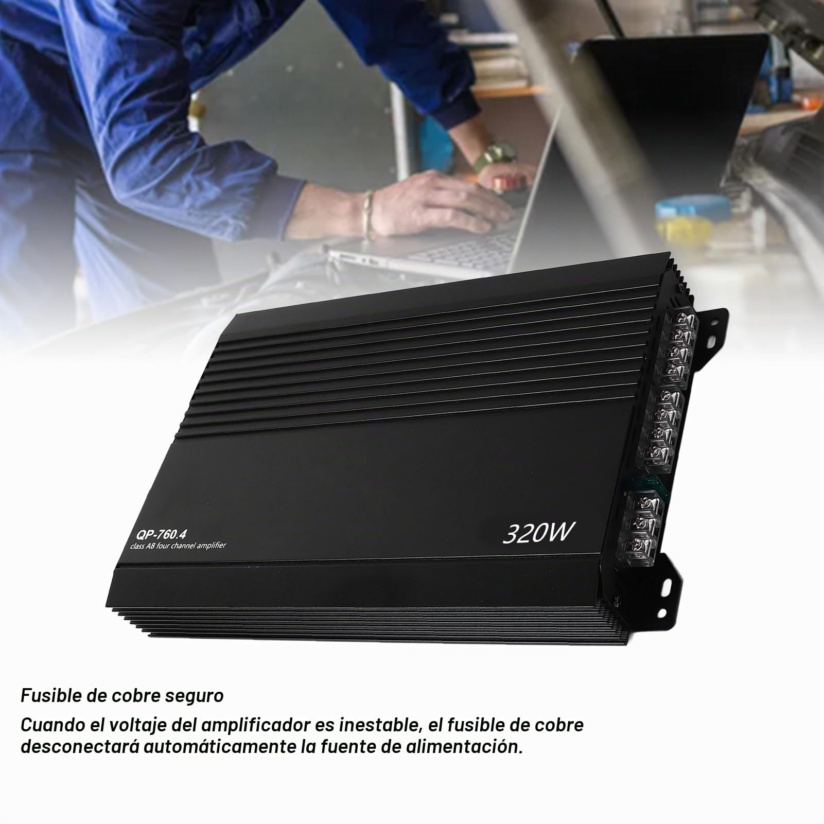 Amplificador Estéreo para Coche de 4 Canales, Amplificador de Potencia de Alta Disipación de Aleación de Aluminio para Altavoces de Coche