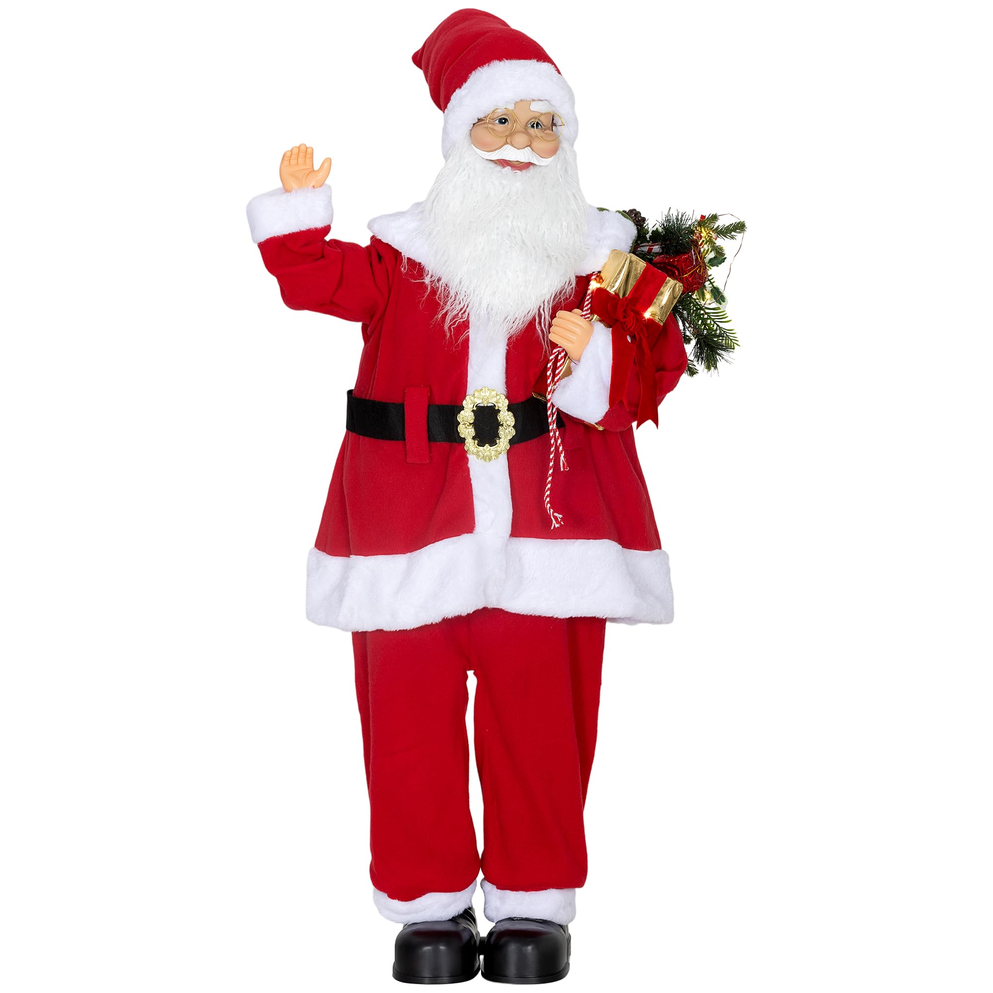 HOMCOM Animated Life-Size Santa Claus - Sound Activated - 120cm - Red