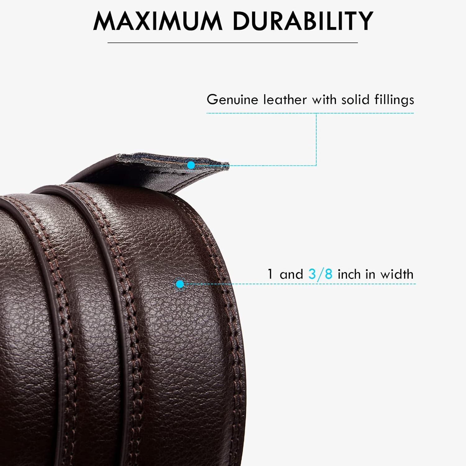 BOSTANTEN Mens Belt Leather Ratchet Belt For Men Dress and Casual with Adjustable Buckle, Trim to Fit - Image 3