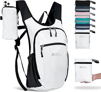 Hiking Backpack 10L/15L Small Daypack Lightweight Packable Travel Foldable Water Resistan for Women Men (White, 10L)