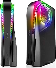 Translucent Black Faceplates for PS5 Disc Edition, 8 Colors RGB LED Light Strips Kit, Anti-Scratch Shockproof Plates Cover PC Hard Replacement Shell for PS5 Console