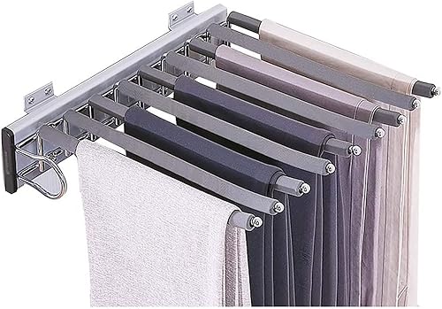 Perchero extraíble con barra antideslizante para colgar, instalación izquierda/derecha para pantalones de armario deslizante, estante de