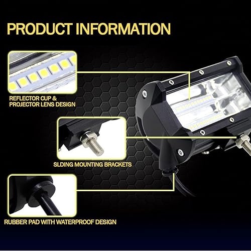 Miniatura 4 de AUXTINGS 2 unids 4 pulgadas 36 W triple fila 7D lente Spot LED barra de luz LED impermeable trabajo buceo luces para todoterreno Jeep ATV AWD SUV