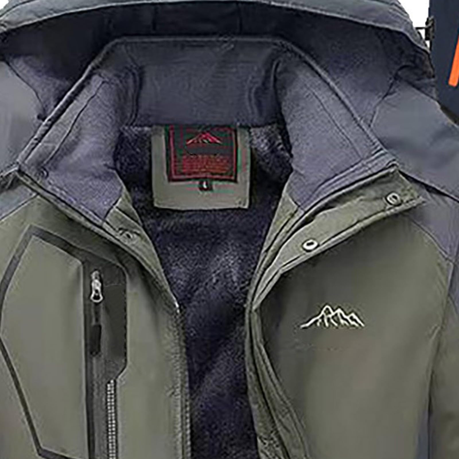 Tuta da sci da uomo in due pezzi, in pile, tinta unita, termica, alla moda, casual, antivento, impermeabile, con tasche con cerniera, per l'inverno