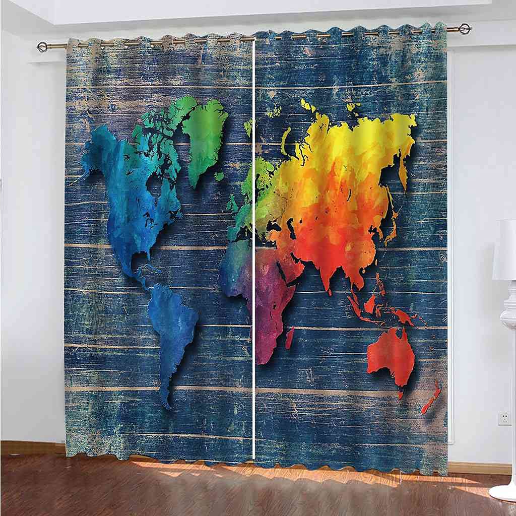 Rideaux occultants carte du monde anti-bruit et froid pour la chambre d'enfant
