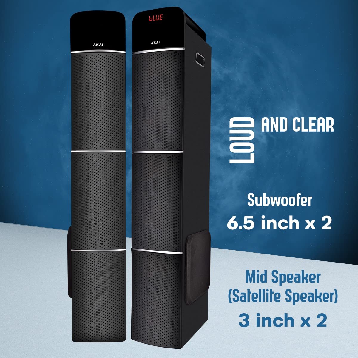 AKAI TS-90 speaker components: two 6.5 inch subwoofers and two 3 inch mid speakers