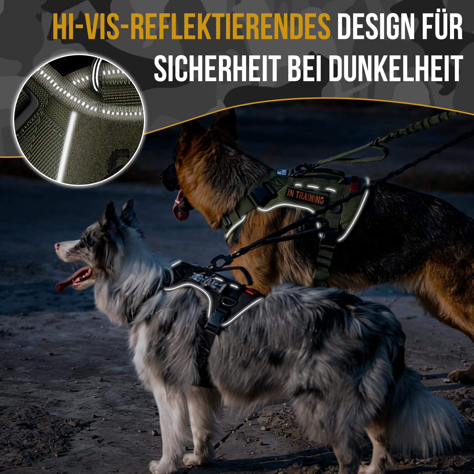 OneTigris Tactilite Harnais Tactique Durable pour Chien de Grande Taille, Anti-Traction, Harnais de Poitrine réglable sans Traction, avec 4 Anneaux en D, Bandes réfléchissantes, Noir, Taille XL