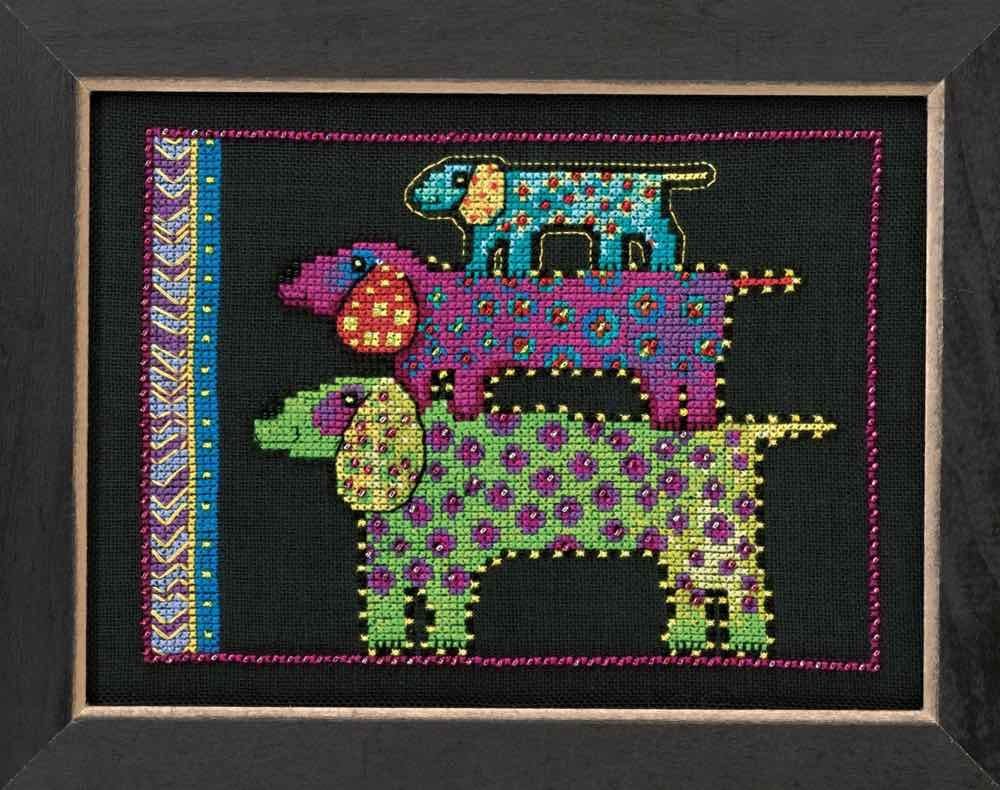 Laurel Burch Dog Pyramid Beaded Counted Cross Stitch Kit (Aida) Mill Hill 2016 Dogs Collection LB301625