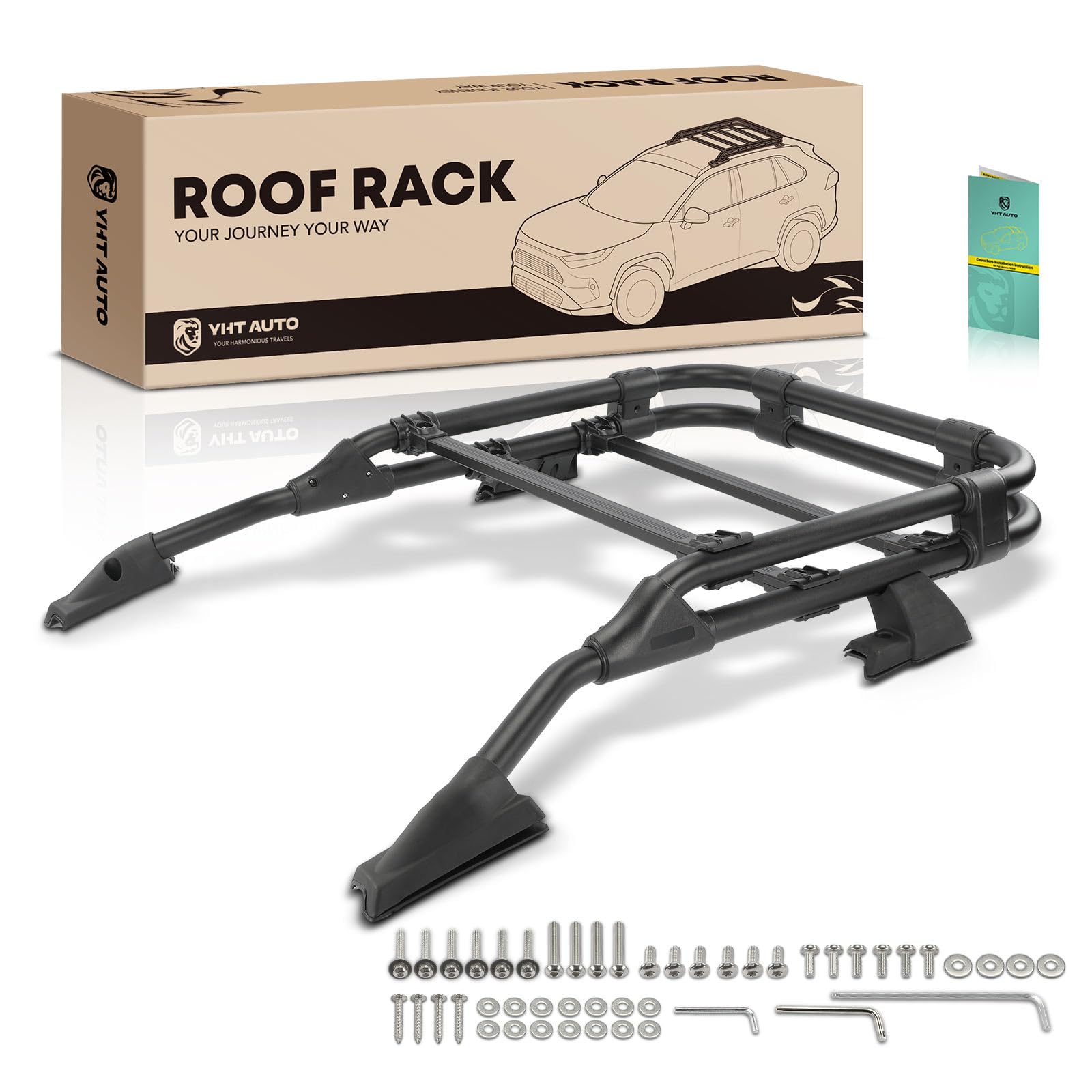 YHTAUTO 165lbs Roof Rack Cargo Carrier w/Hardware Fit for Toyota RAV4 2019-2024, T6063 Aluminum Roof Rack Basket Anti-Rust with Black Matte Surface for Skiboard Kayak Bike Snowboard Cargo Luggage