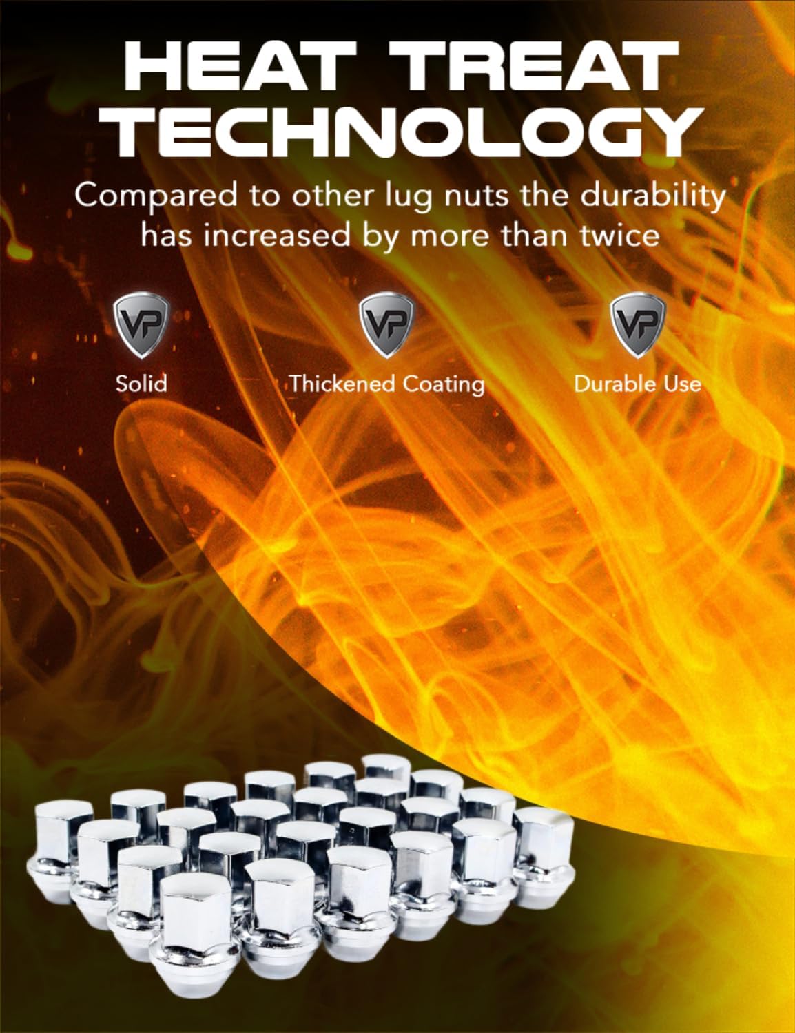 Set of 24 Veritek 14x1.5mm Chrome 7/8 22mm Hex Duplex Large Wide Acorn Seat OEM Style 1.5" 38.5mm Lug Nuts for Buick Cadillac Chevy Chevrolet Chrysler Dodge Jeep RAM Factory Wheels VPE-14155330CH24