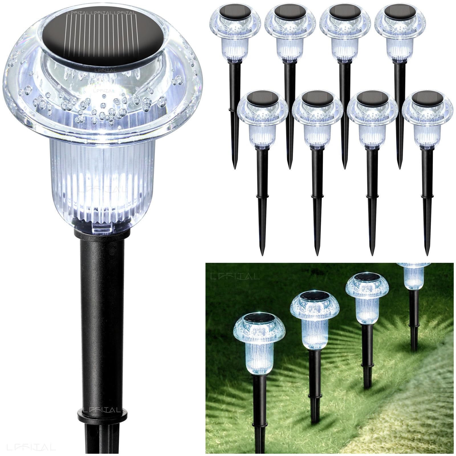Lffital Solar Lights Outdoor 8 Pack Solar Pathway Lights Outdoor