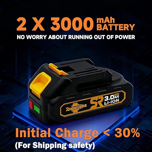 Miniatura 6 de Juego de taladro inalámbrico con batería y cargador, juego de herramientas de taladro eléctrico de 20 V, portabrocas sin llave de 3/8 pulgadas,