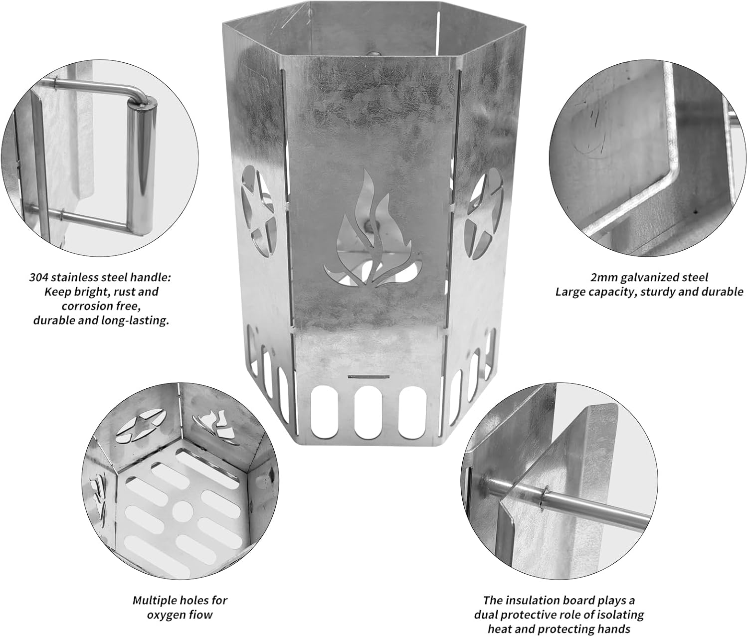 Heavy Duty Charcoal Chimney Fire Starter,BBQ Grill Chimney Starter for Charcoal Grill and Barbecues