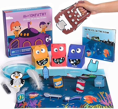 MEandMine Aha! Empatía - Juguetes STEM - Ciencia verde - Experimento de derrames de petróleo y proyectos de reciclaje - Empatía, amabilidad, disponible en Yaxa Colombia