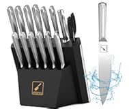 15 PCS Kitchen Knife Set with Diamond Shaped Handle Dishwasher Safe Kitchen Knives Premium German High Carbon Stainless Steel Chef Knife Set&comma; Father&apos;s Day Gifts