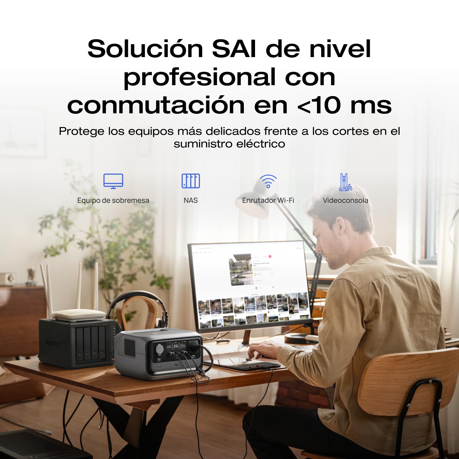 Estación de energía portátil EcoFlow River 3 Plus, batería LFP de 286 WH, Salida de 1200 W, autonomía >16h para Dispositivos <100 W, SAI en <10 ms, para acampadas y caravanas con generador Solar