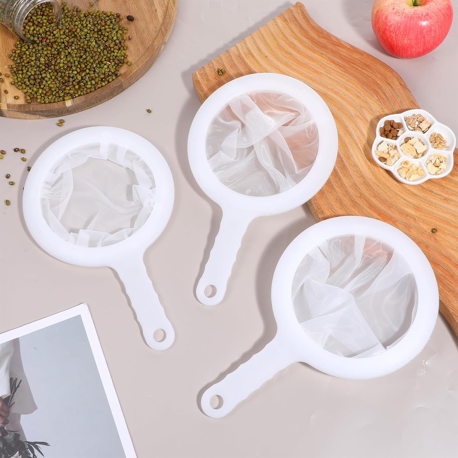 Fine Mesh Strainer with Handle, 3 Pcs Mini Kitchen Colander Sieve