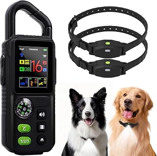 Dog Wireless Fence for 2 Dogs, 5 in 1 Adjustable Dog Perimeter Collar Wireless Fence, Portable Waterproof Training Collar Rechargeable (2 Dogs Wireless Dog Fence System)