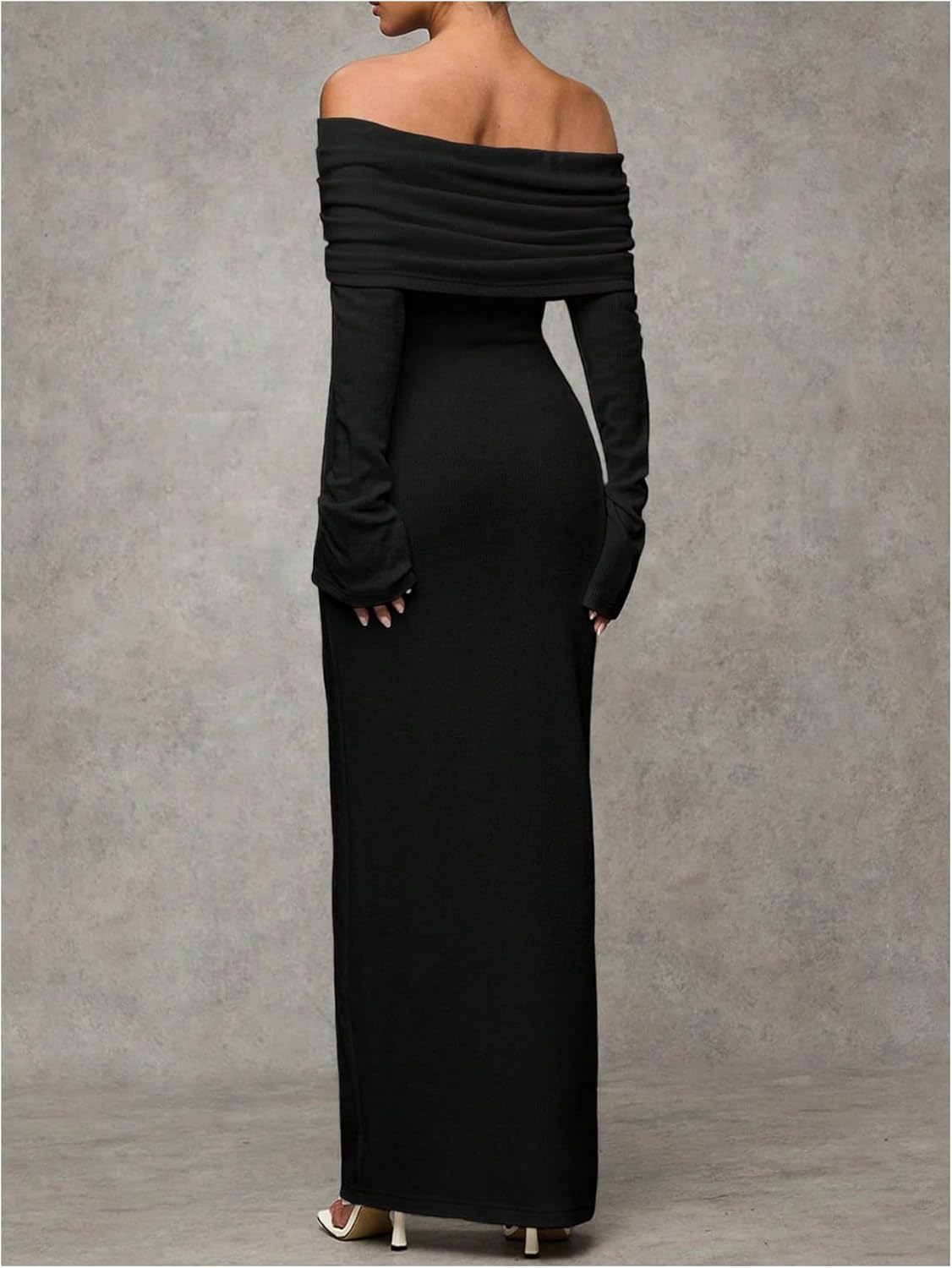 SOLY HUX Women's Off The Shoulder Maxi Dress Long Sleeve Bodycon Ruched Party Wedding Guest Long Dresses - Image 2