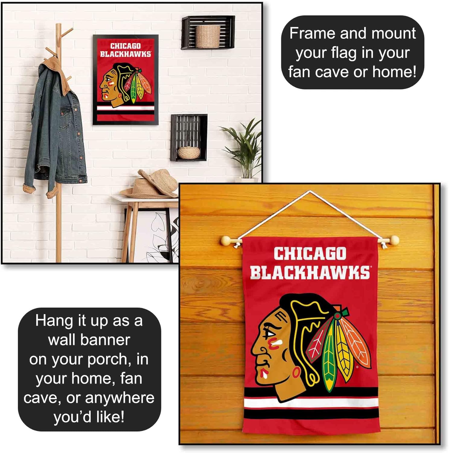 Chicago Blackhawks Red Double Sided Garden Flag - Image 5