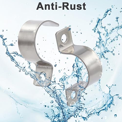 Miniatura 5 de Abrazaderas de conducto de acero inoxidable de 34 pulgadas, abrazaderas de tubo de 2 agujeros, clips de fijación de conducto con soporte en U,