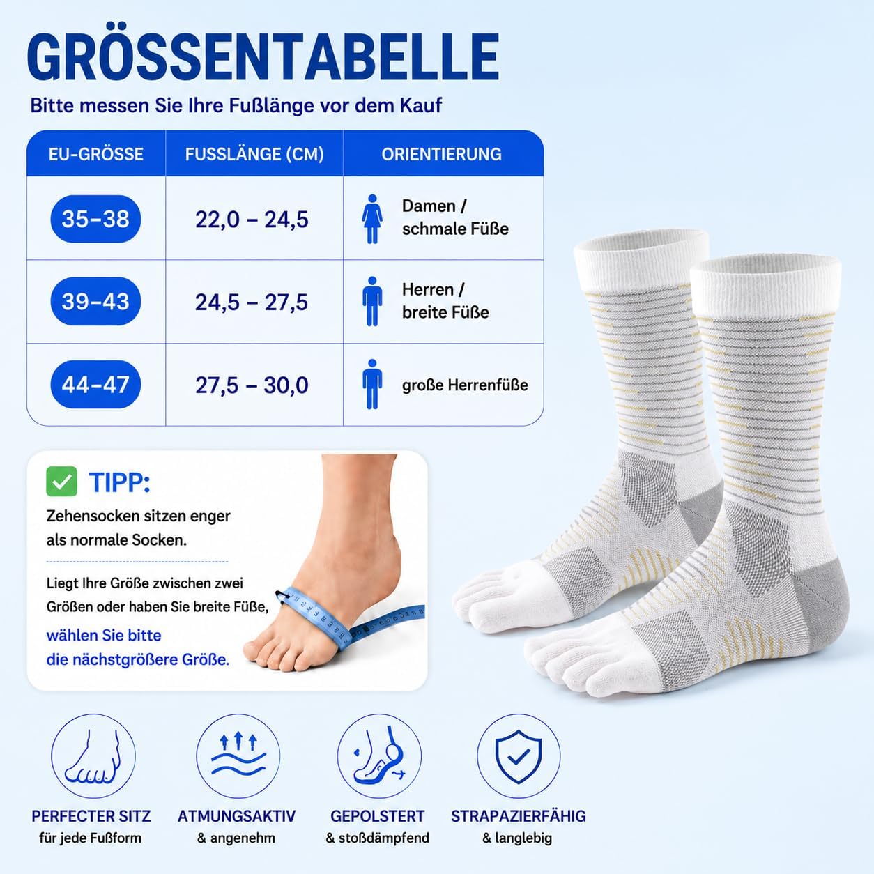 MEIKAN Anti-Blister Toe Socks for Hiking & Running Five Finger Coolmax Socks 3 Pairs Breathable Athletic Socks