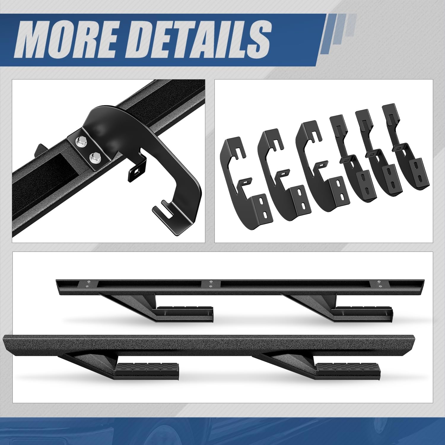 Auto Dynasty Running Boards Compatible with 2007-2019 Silverado Sierra 1500 2500HD 3500HD Extended Cab, Mild Steel Side Step Rail Nerf Bars, 2.4 Inches Step Bars, Black Powder Coated