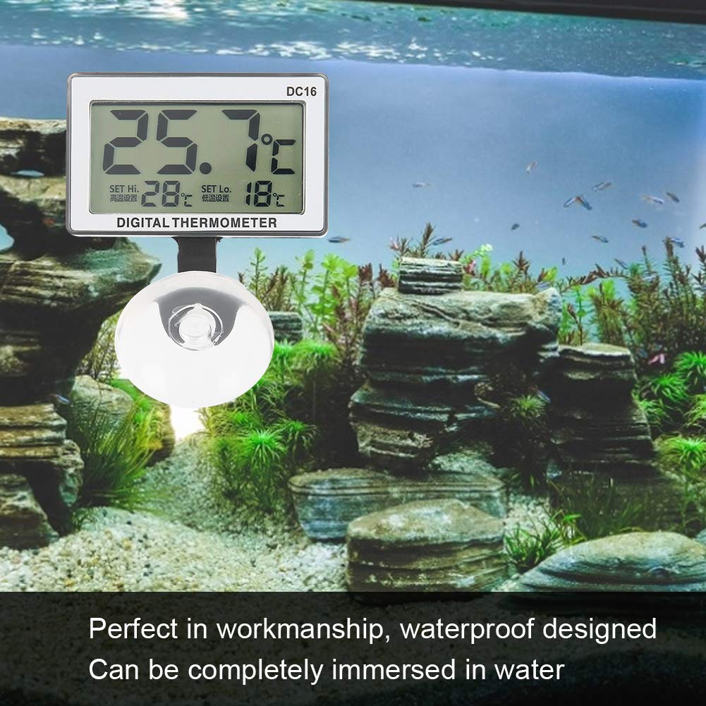 Mini Digital Aquarium Thermometer With Alarm - Accurate LED Display Stick-On Thermometer For Fish Tank, Terrarium, Turtle Tank & Tropical Fish Bowl
