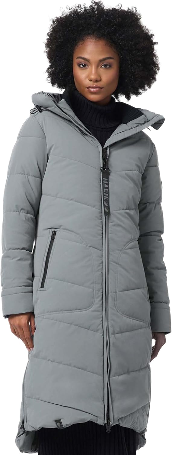 MARIKOO B949 Winterjas voor dames, gewatteerde winterjas, warme lange mantel, S
