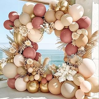 Dusty Rose Balloon Arch Kit Double Stuffed Mauve Pink Cream White Sand T...