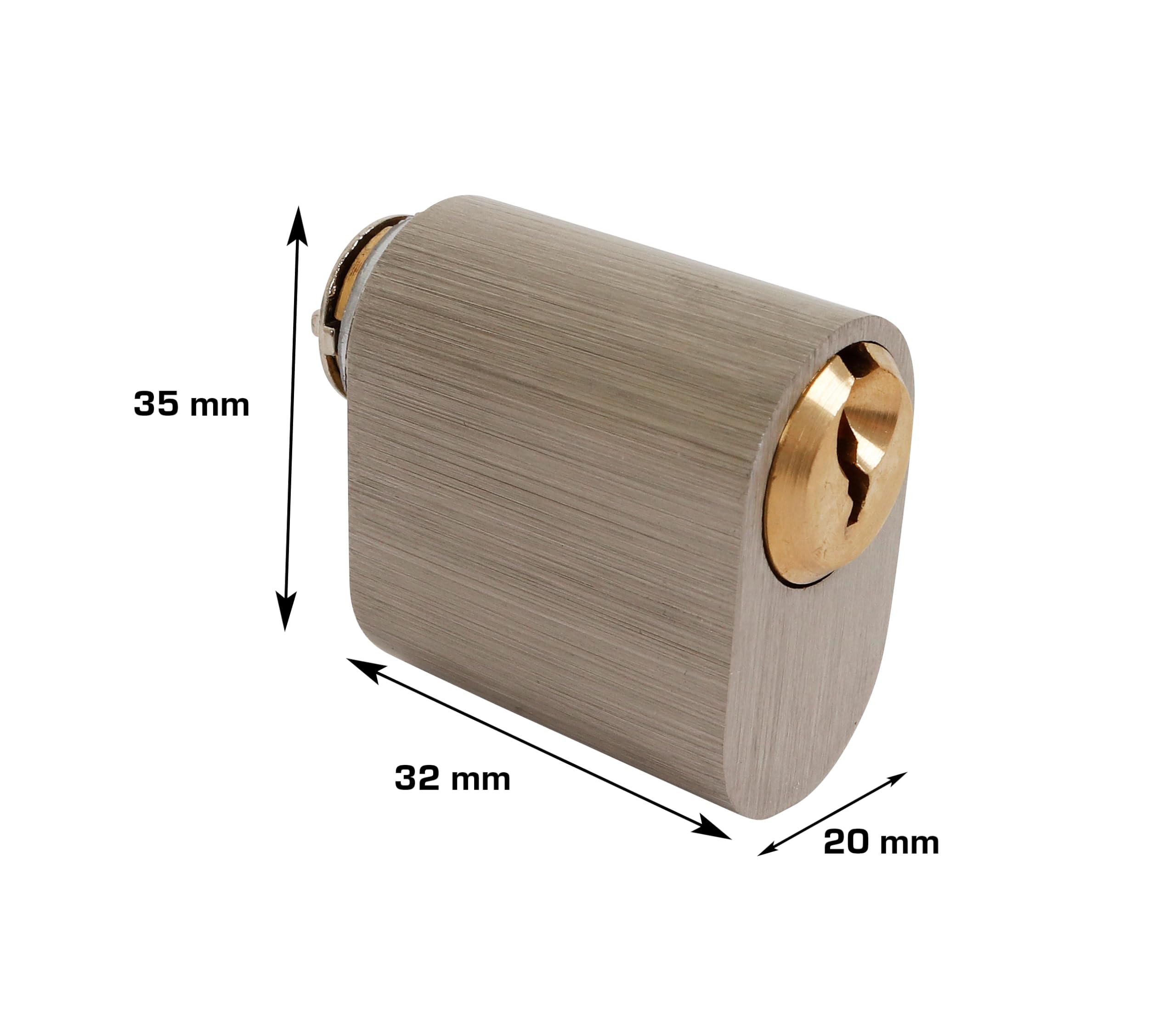 HOME It® Cylindre Ovale de Sécurité 7 Goupilles - 3 Clés Incluses - Lot de 3 - Corps Nickelé 32x20x35 mm
