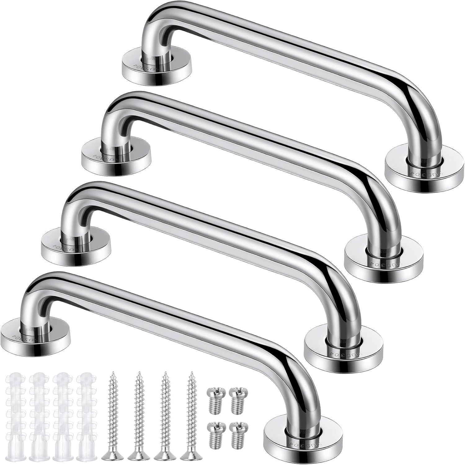 Blulu 4 Pack Shower Handle 12 Inch Shower Grab Bar 304