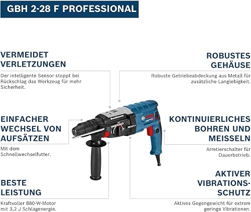 Bosch Professional GBH 2-28 F rotary hammer (SDS plus quick-change chuck, 13 mm keyless chuck, carrying case) - 2