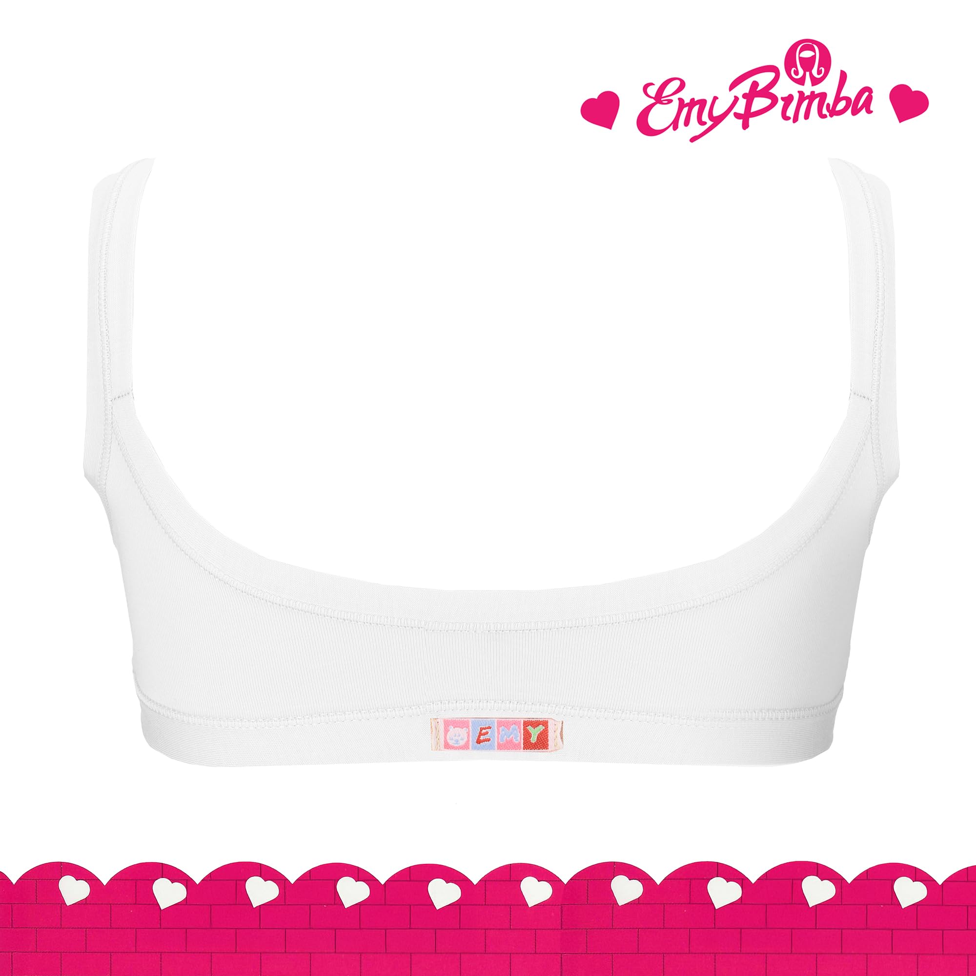 EMY Conjunto de brassiere y braguitas para niña, pantalones cortos de algodón | Ideal para danza, gimnasia, patinaje | blanco y negro | Tallas 4-12 años | Ropa interior natural y transpirable
