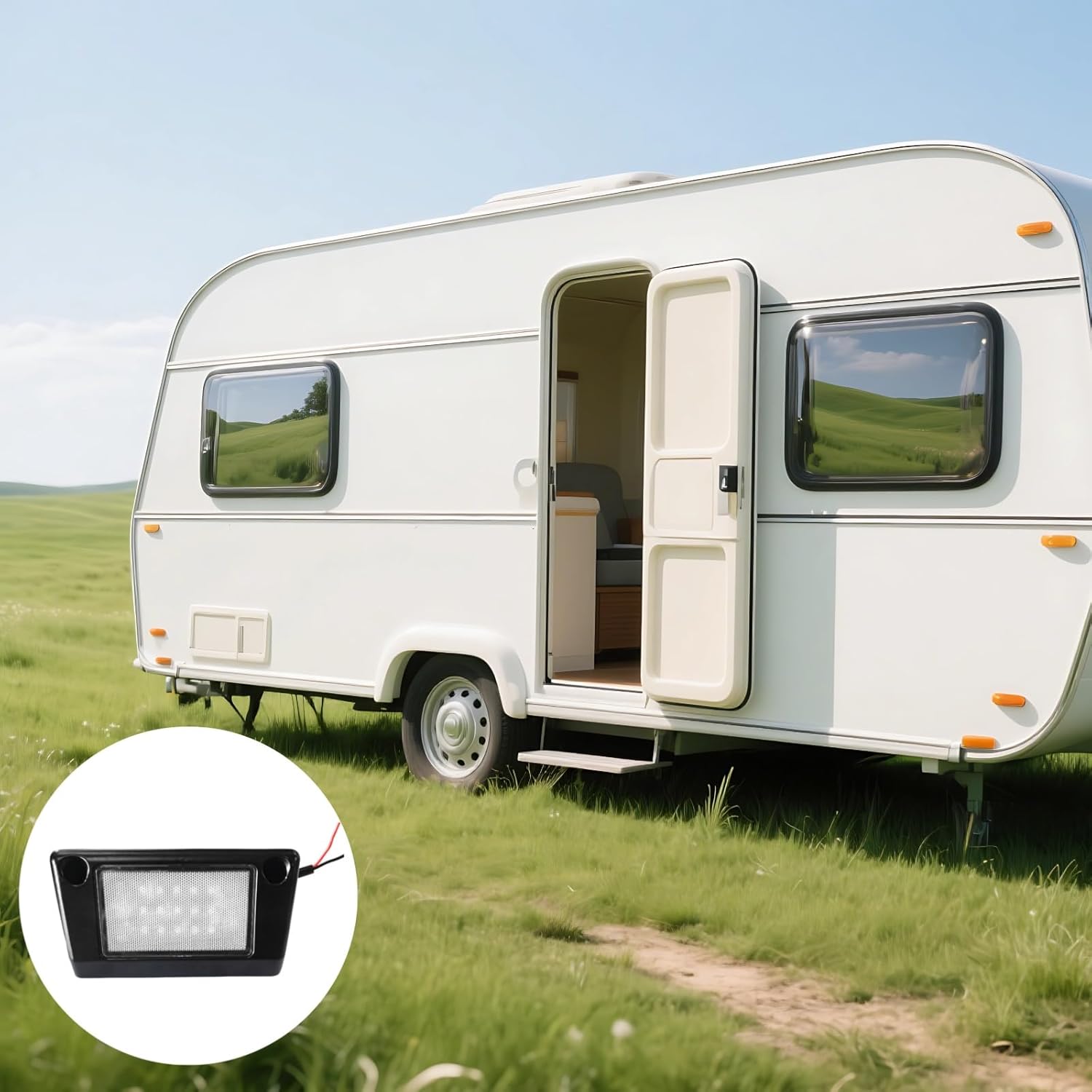 Led Rv Porch Light, 2000 Lumen, Black Aluminum 12-48V, 5-Inch (12.7 Cm) Long Lifespan, For Trailer Awning Exterior