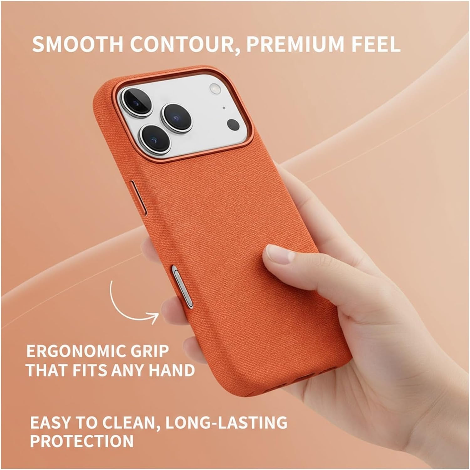 Flannel Magnetic Microfiber Fabric Case for iPhone 17/17 Air/17 Pro/17 Pro Max, Metal Camera Frame, Shockproof All-Around, Non-Slip Grip, Slim & Simple, Anti-Sweat(Brown,17 pro)