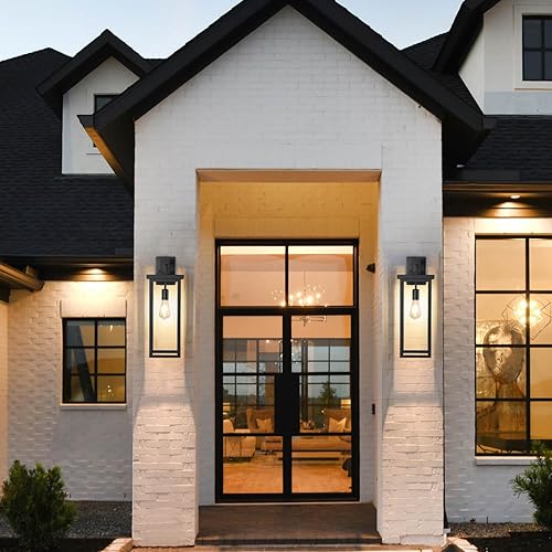 Miniatura 36 de tewei Luces de pared de gran tamaño para exteriores del atardecer al amanecer, accesorios de iluminación exterior negro mate, modernas luces