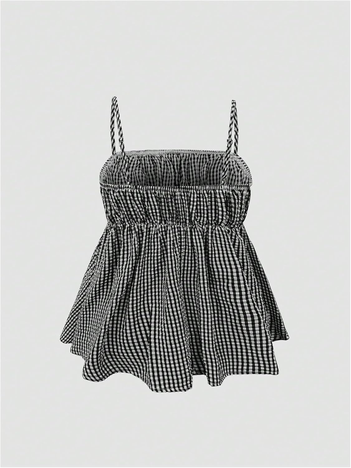 SOLY HUX Women's Summer Plaid Gingham Peplum Tops Babydoll Square Neck Flowy Cute Camisole Top - Image 4