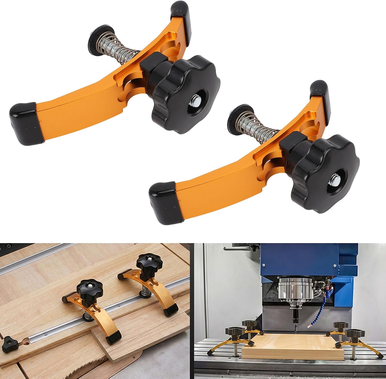 Aramox Press Plate Clamps, 4 Pack, T Track Hold Down Clamp, 5-3/8in/14.5cm, 3in/7.6cm Clamping, for CNC Router, Milling Machine, Drill Press