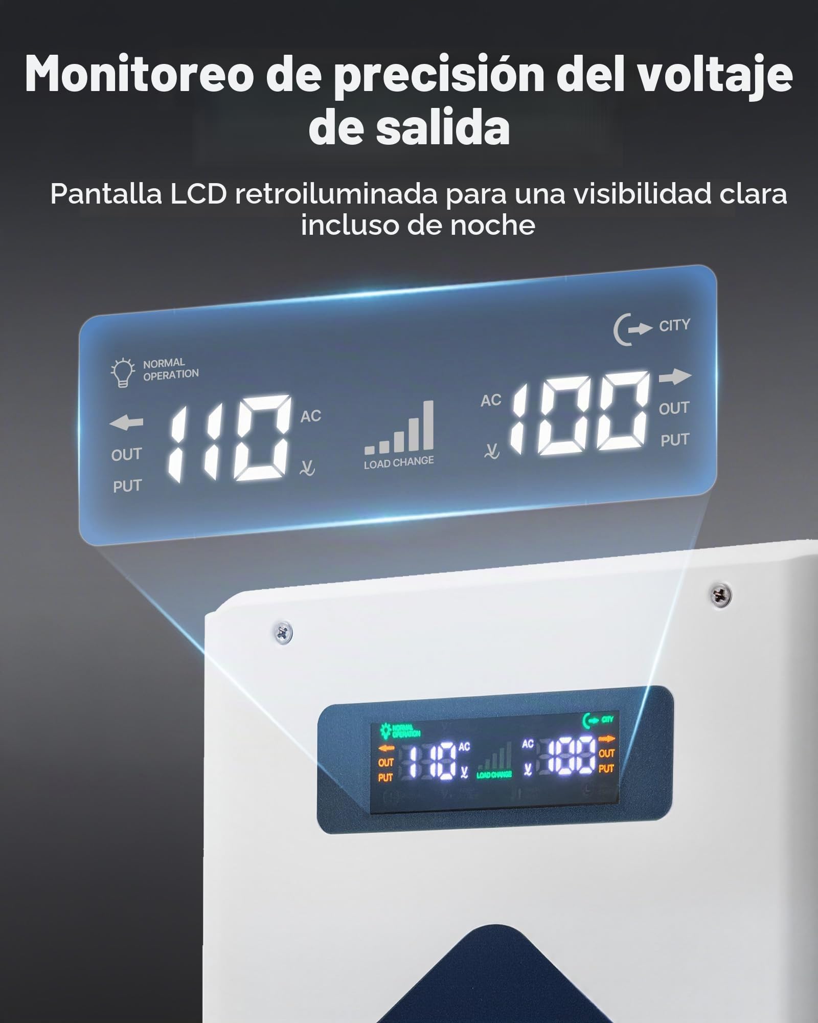 VEVOR Convertidor Reductor de Voltaje de 2000 VA, de 220 V a 110 V, de Alta Resistencia, con 2 Tomas de Corriente Estadounidenses, Salida USB, Pantalla LCD, Protección de Temperatura, Blanco