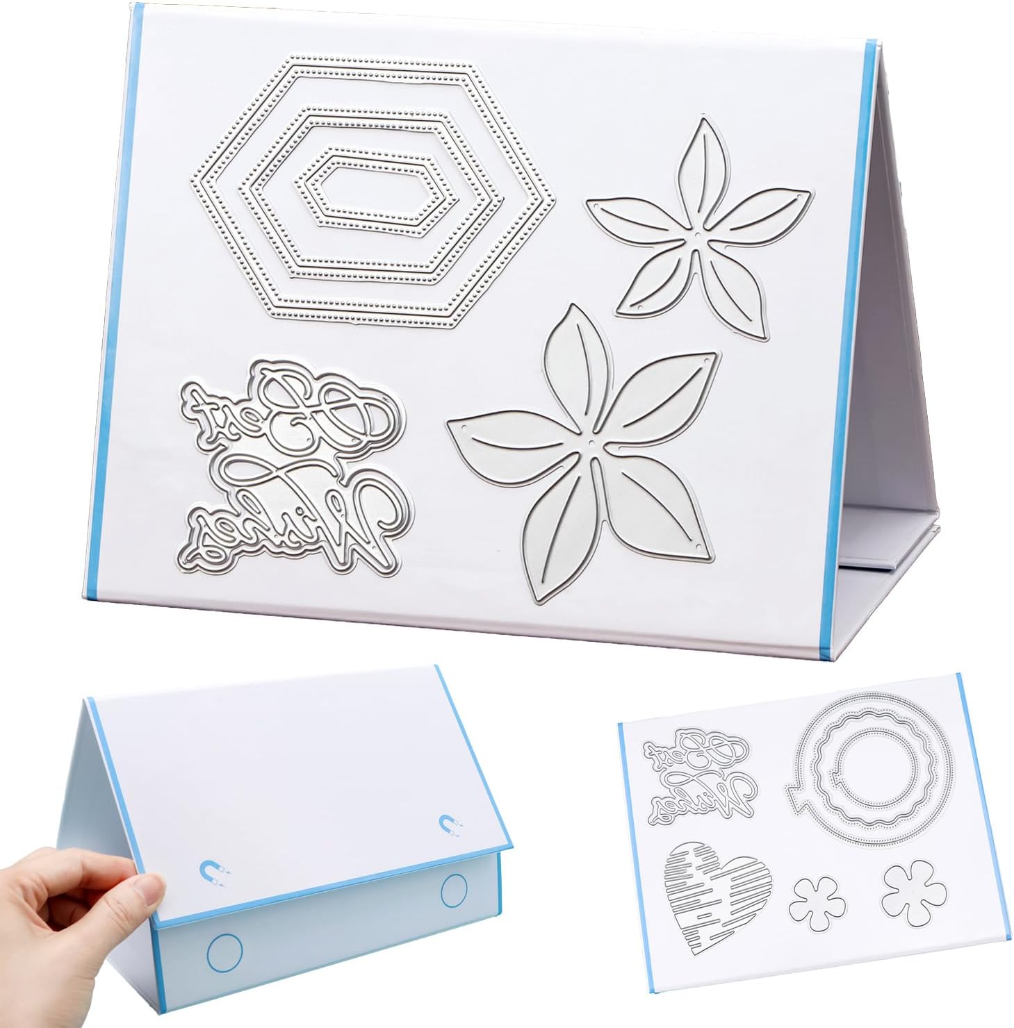 6.5x8.3inch Magnetic Die Storage Stand - Full Double-Sided Magnetic Surface-Foldable- Upright and Stand -for Handmade Die Cut Storage & Organization