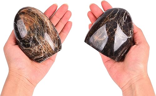 Miniatura 2 de AMOYSTONE Losa decorativa de piedra lunar negra de piedra curativa pulida para decoración de mesa para el hogar, irregular individual 0.7  1 libras,