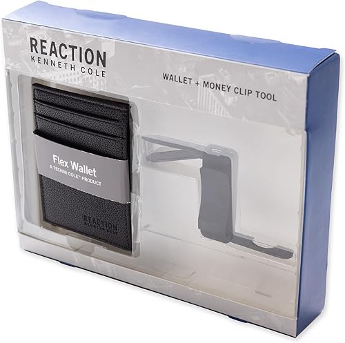 Miniatura 6 de Kenneth Cole REACTION Cartera magnética delgada con bolsillo frontal para hombre con doble clip de dinero, negro, talla única, Negro -