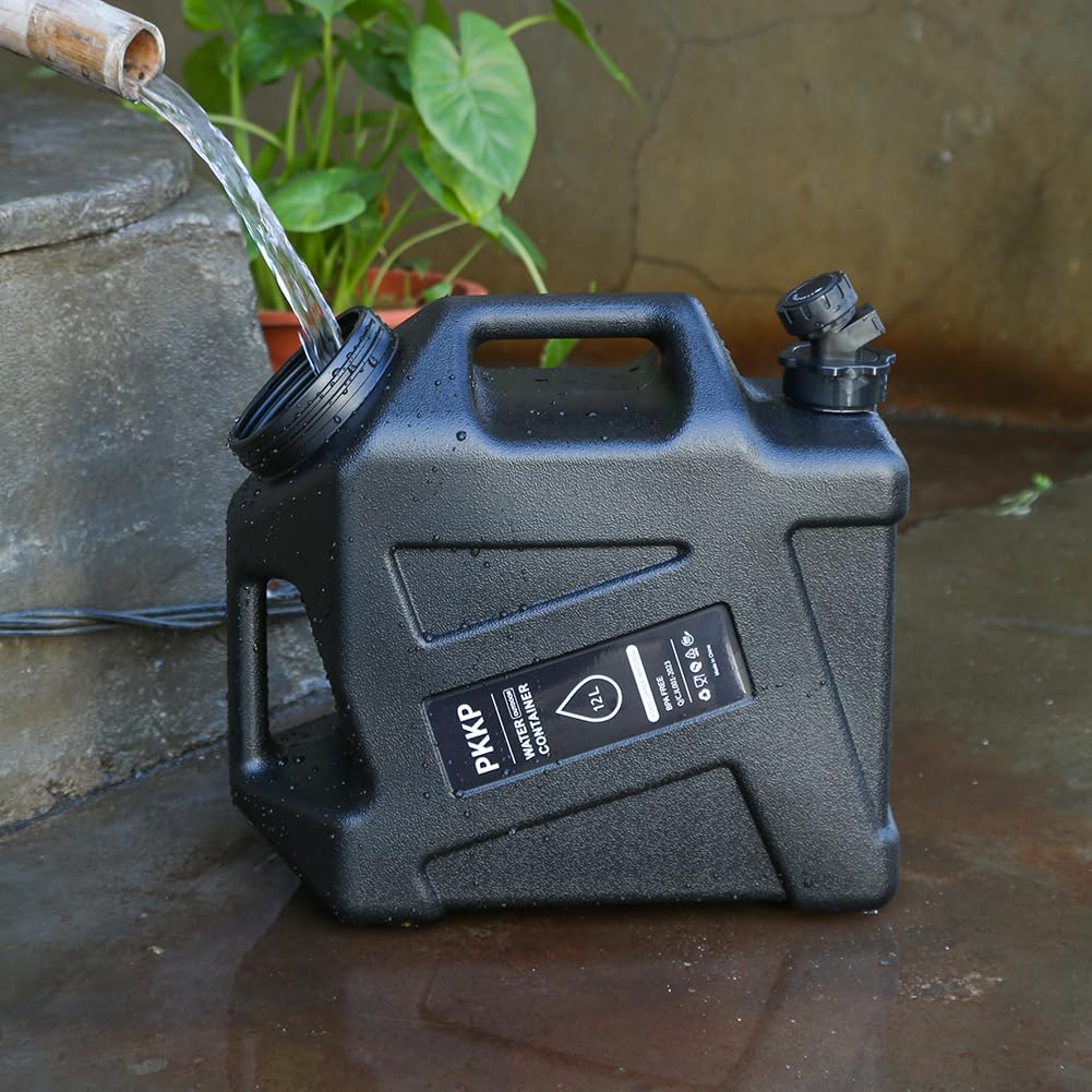 Wasserkanister mit Hahn und Griffen, 12L Camping Wasserkanister BPA-frei, Tragbarer Wasserbehälter, Auslaufsicher, Trinkwasser Kanister für Outdoor, Camping, Wandern