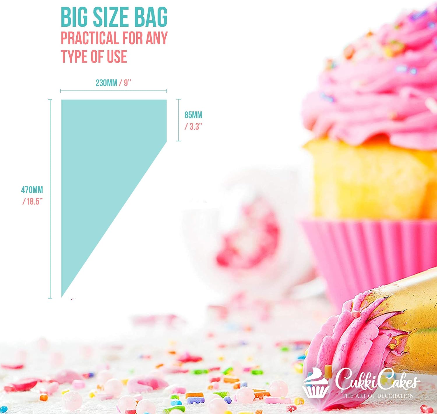 CukkiCakes 100pcs 18'' Large Disposable Piping Bags, Icing Bags 100% Recyclable - Image 3