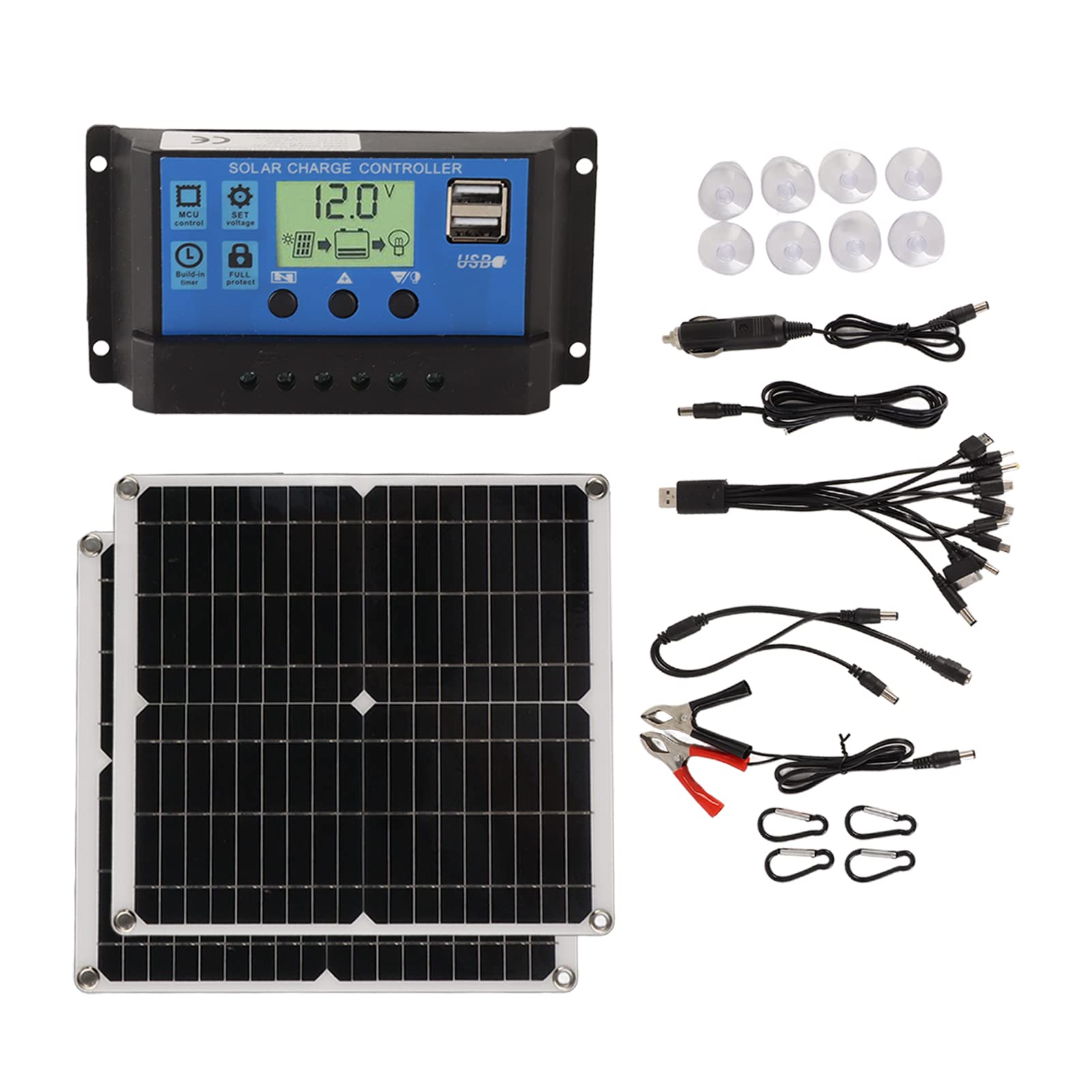 GLOGLOW Cargador Solar Impermeable IP65 Dual USB RV, Silicio Monocristalino, Potencia de 50 W, Mantenedor de Batería de 12 V 24 V para Camping, Senderismo, Uso Fuera de la Red