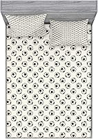 Vista 384 de Lunarable Grey Fitted Sheet & Pillow Sham Set, Pattern with Random Footprints Paw Traces Pet Legs Friendly Cats and Dogs, Decorative Printed 3 Piece