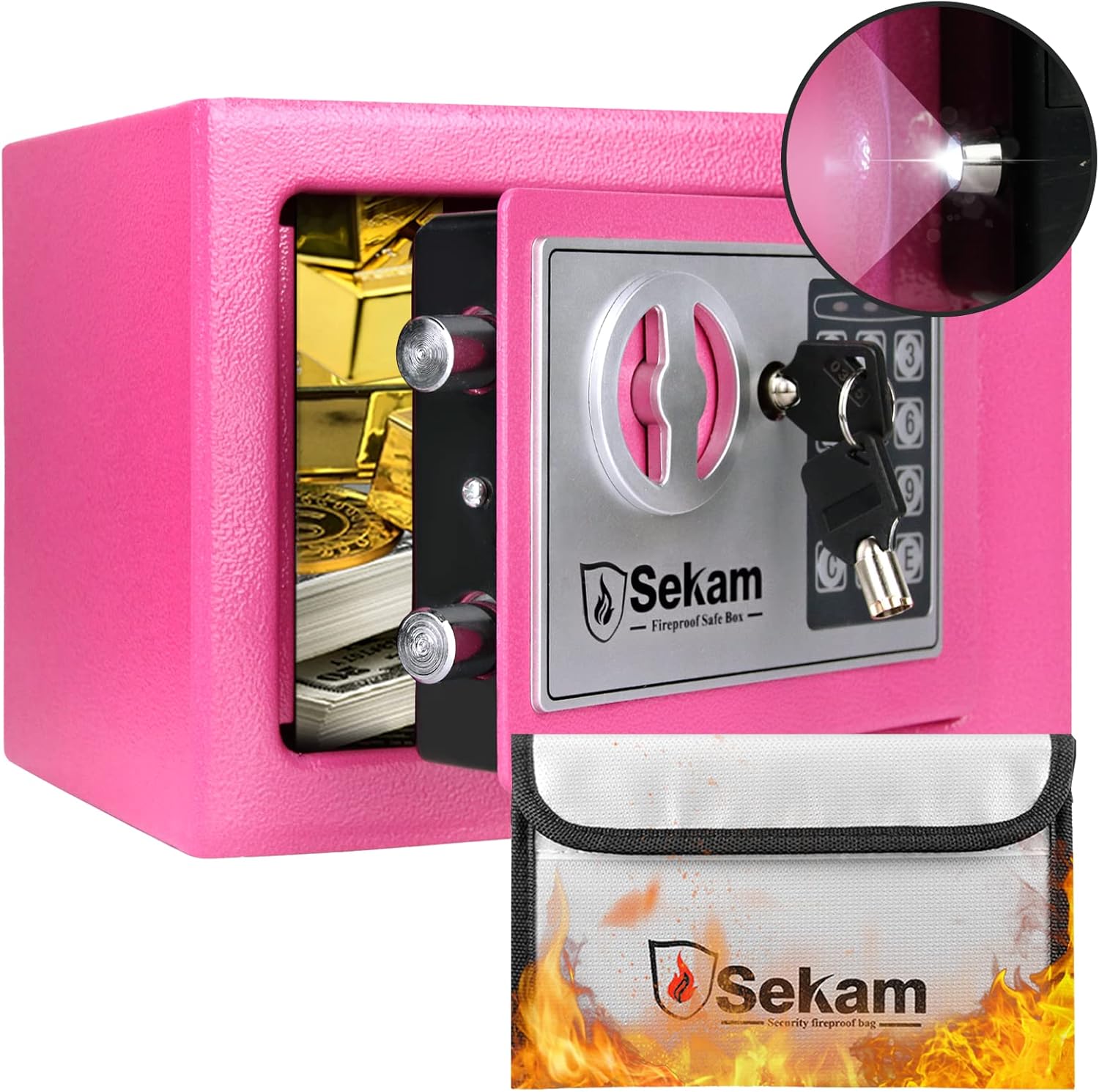 Cute Little Safe Box for Money, 0.23 Cu ft Mini Fireproof Safe with