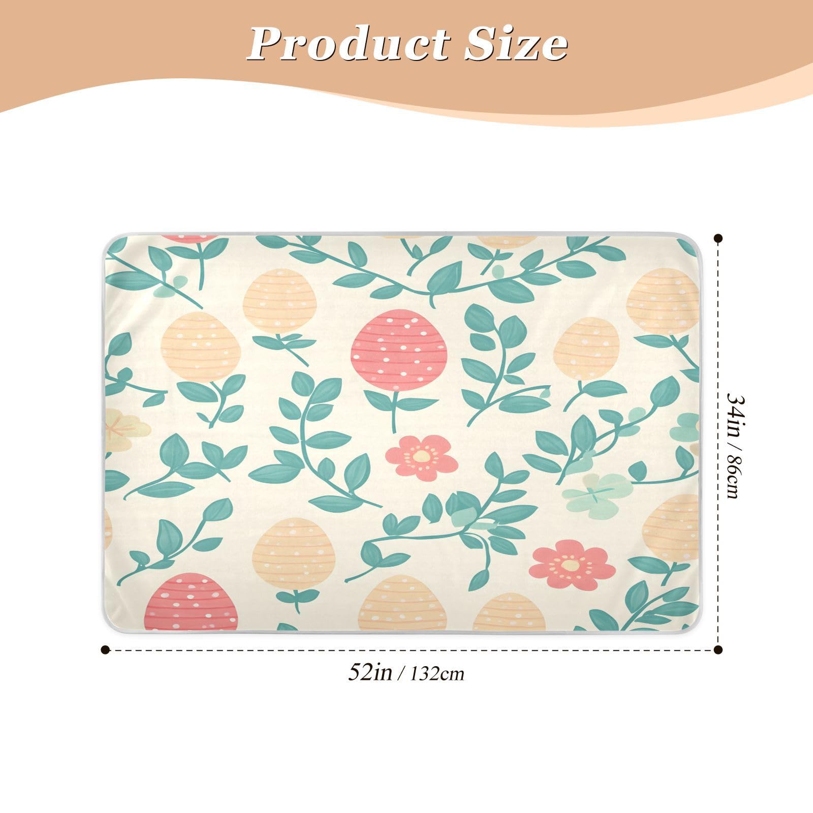 BOESI Doodle Flower and Egg Pattern Waterproof Pads for Bedwetting and Incontinence, Reusable Pads, Reusable Diaper Pads for Bed, Sofa, Travel