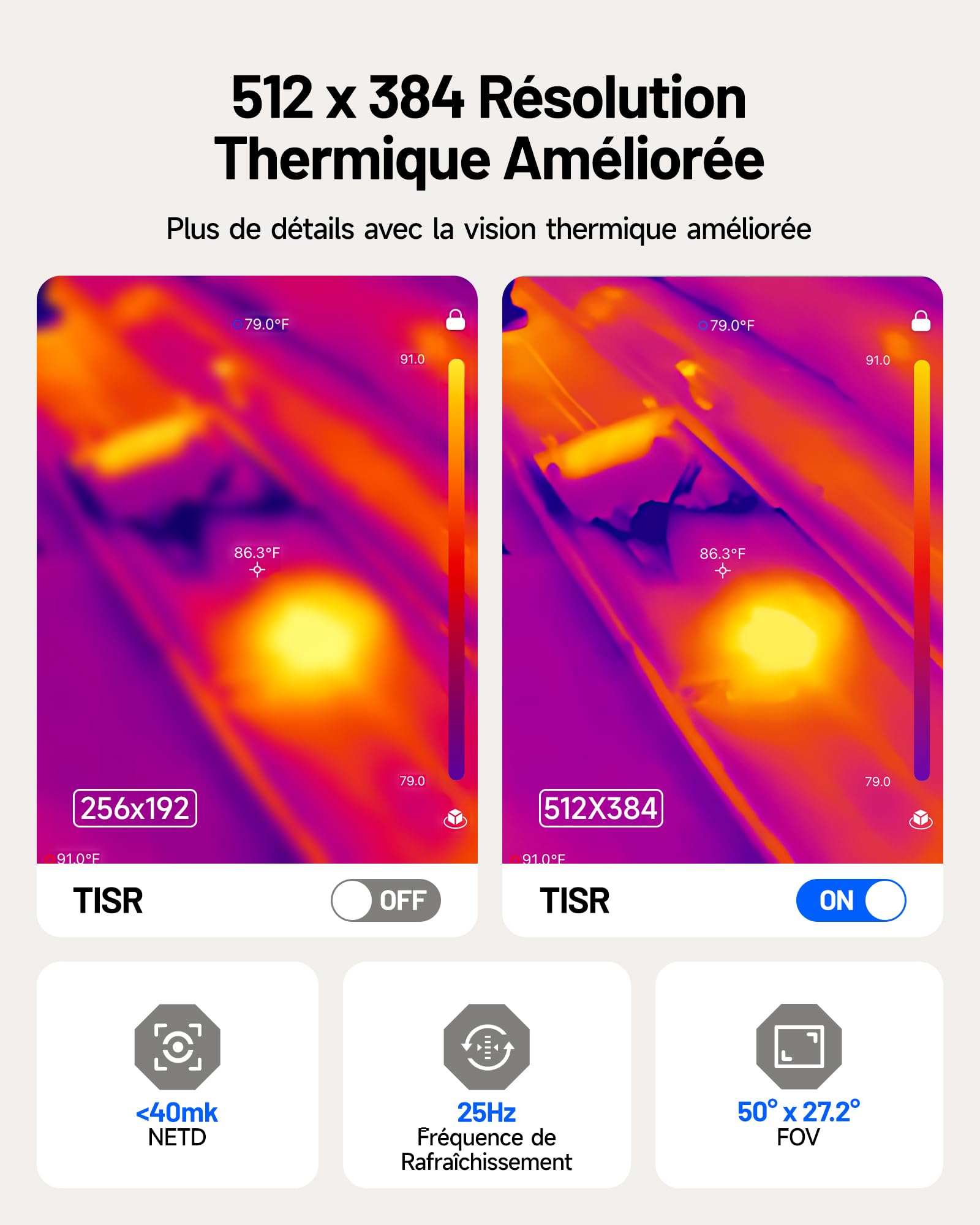 TOPDON TC002C Duo Camera Thermique pour Android iPhone iPad, 512x384 TISR Haute Résolution, -20℃ à 550°C Plage de Température, 25Hz, 40mK, Camera Infrarouge avec USB-C pour Smartphone/Tablet/Windows